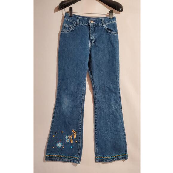 Jordache Other - Vtg Jordache Embroidered Flare Hippie Jeans Girls Size 8 Boho 90s Y2K Cotton